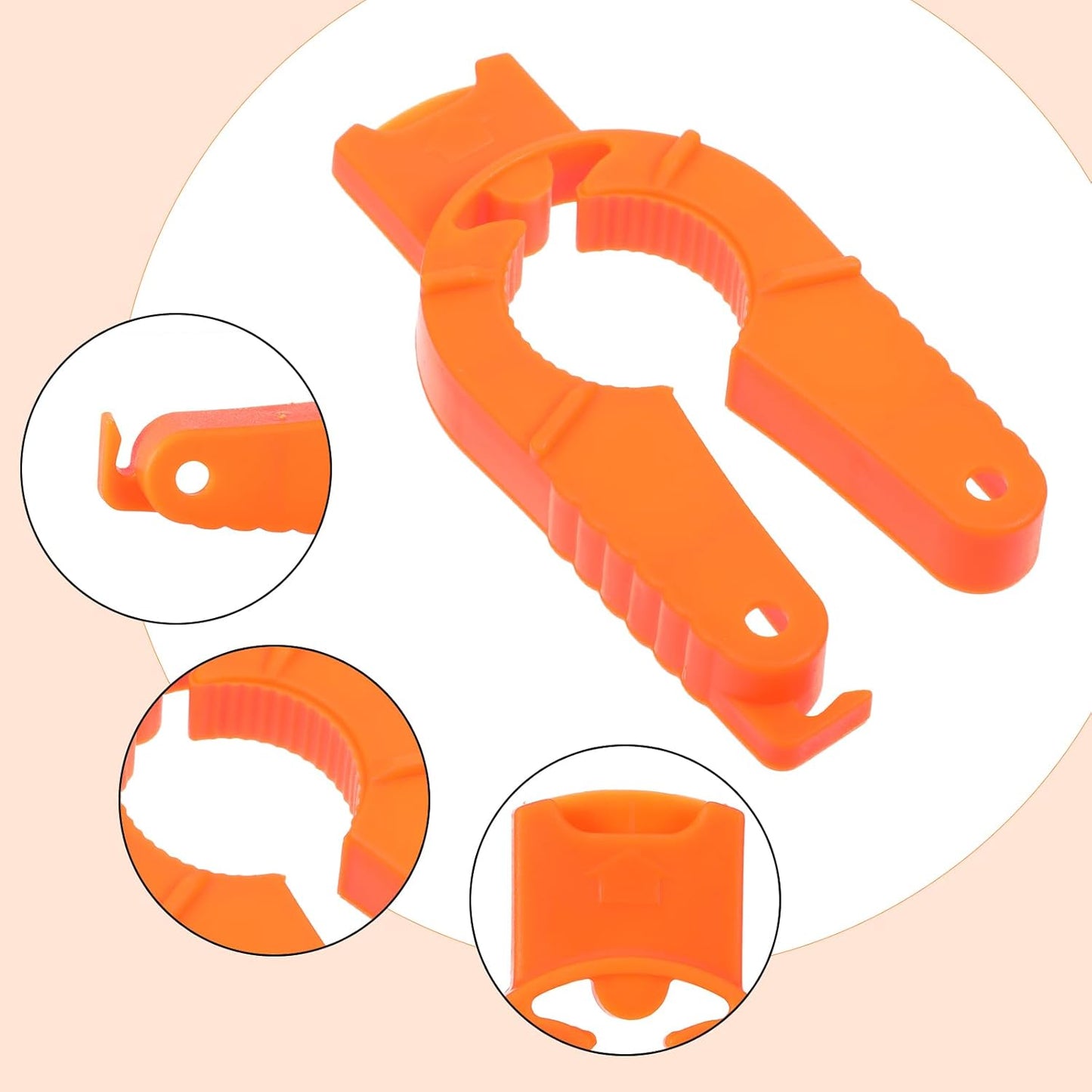 Abridor de tapas de botellas plástico 3 en 1 naranja blanco azul