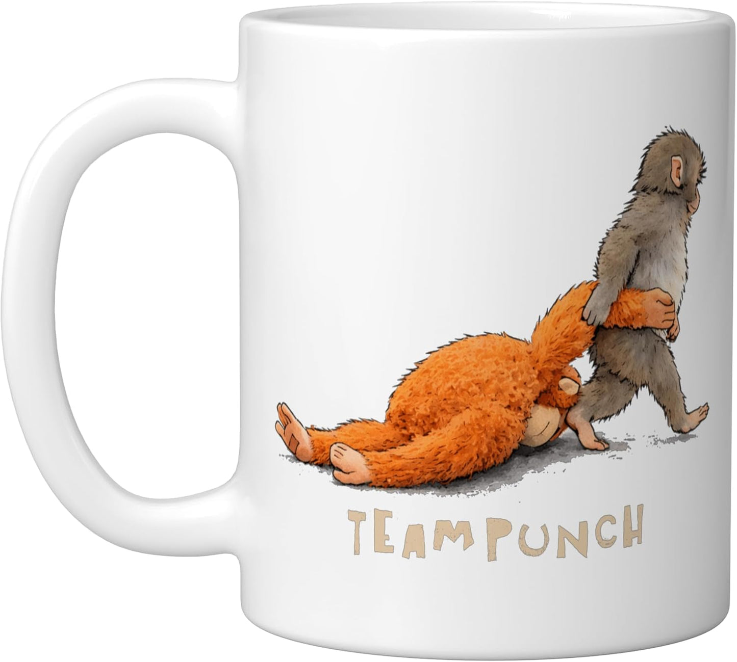 Taza de cerámica Baby Monkey Punch en blanco