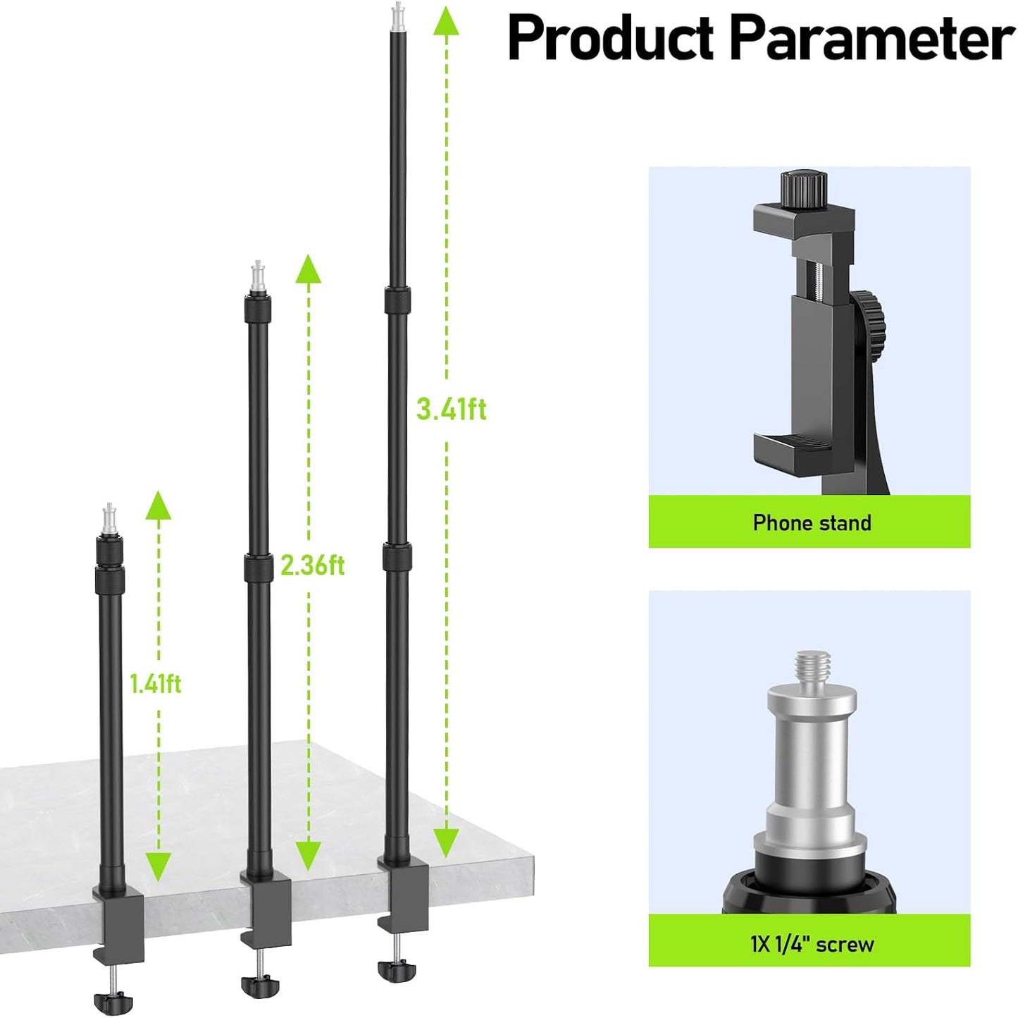 2 Soportes escritorio aluminio ajustable 17-41pulg para DSLR