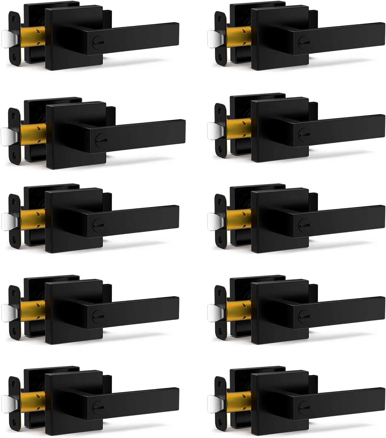 10 Manijas Puerta Privacidad Negro Mate Reversibles