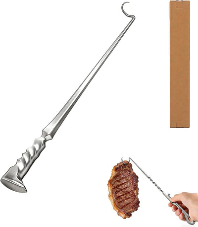 Aleta gancho carne acero inox para parrilla