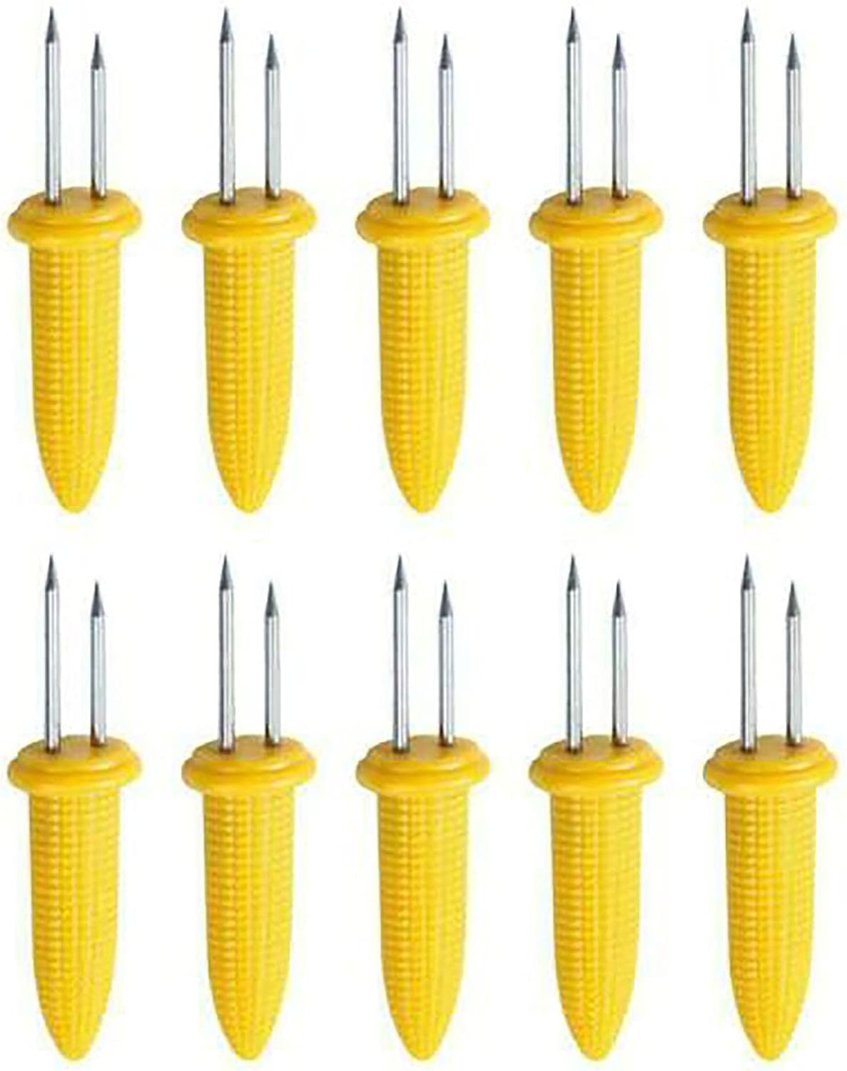 10 Soportes Maíz Mazorca Acero Inox Doble Punta Barbacoa