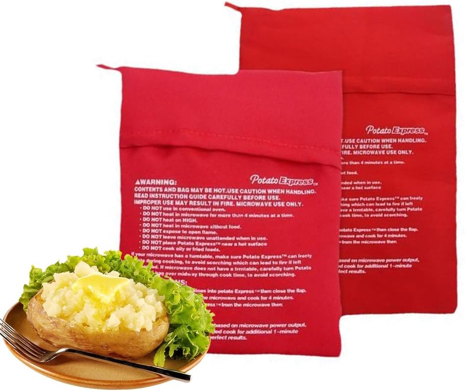 Bolsa para hornear papas reutilizable para microondas 2 unidades roja