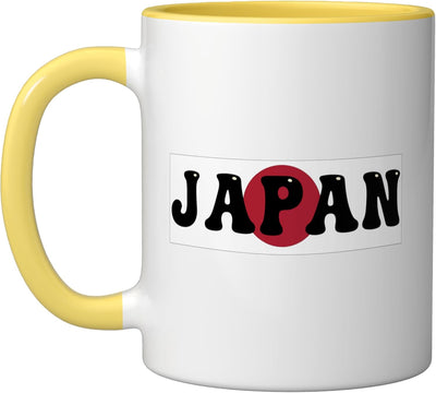 Taza Cerámica Bandera Japón Amarillo/Blanco