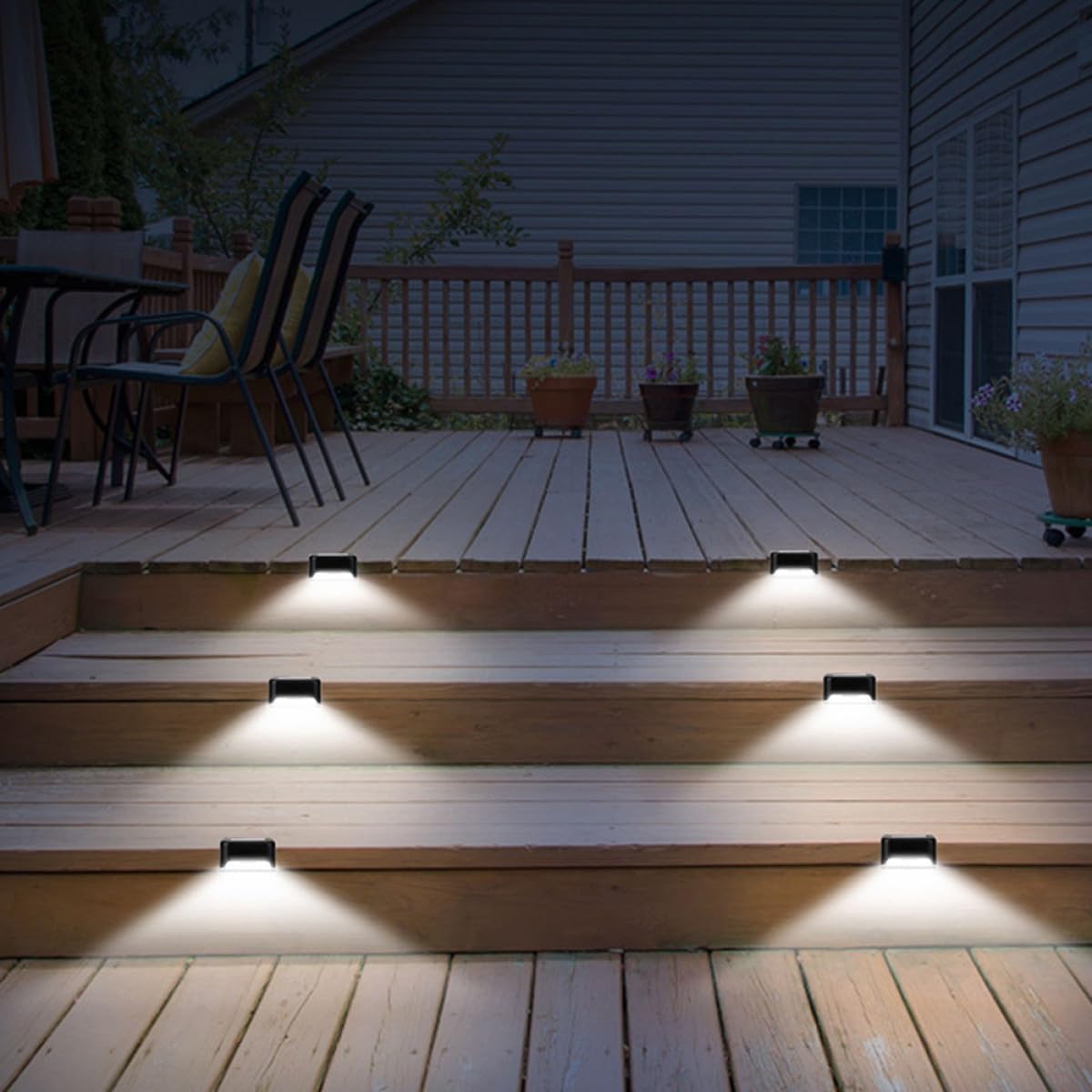 6 Luces LED Solares Impermeables para Escalera Jardín Terraza