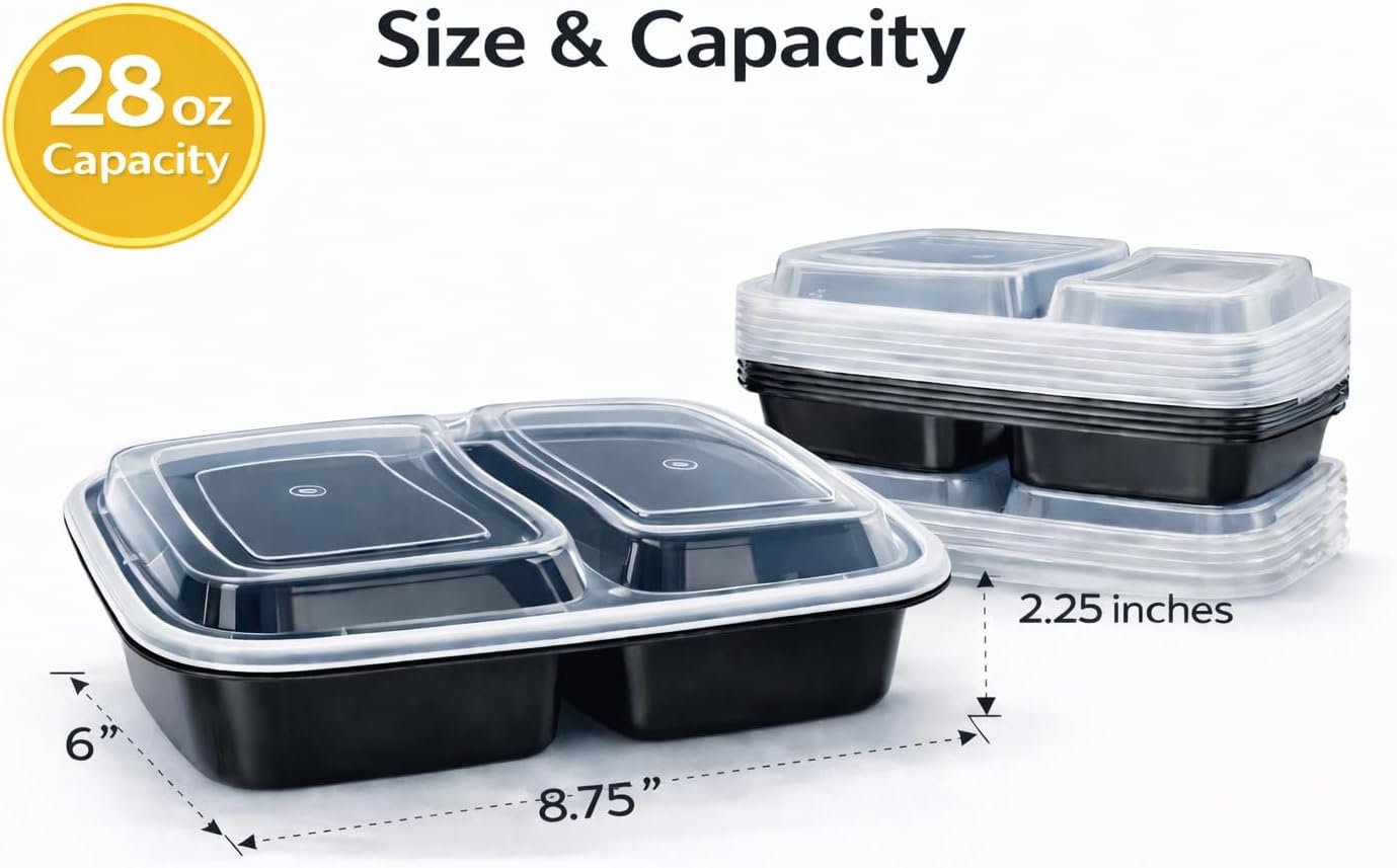 Paquete de 12 recipientes de comida 28 oz con tapas transparentes