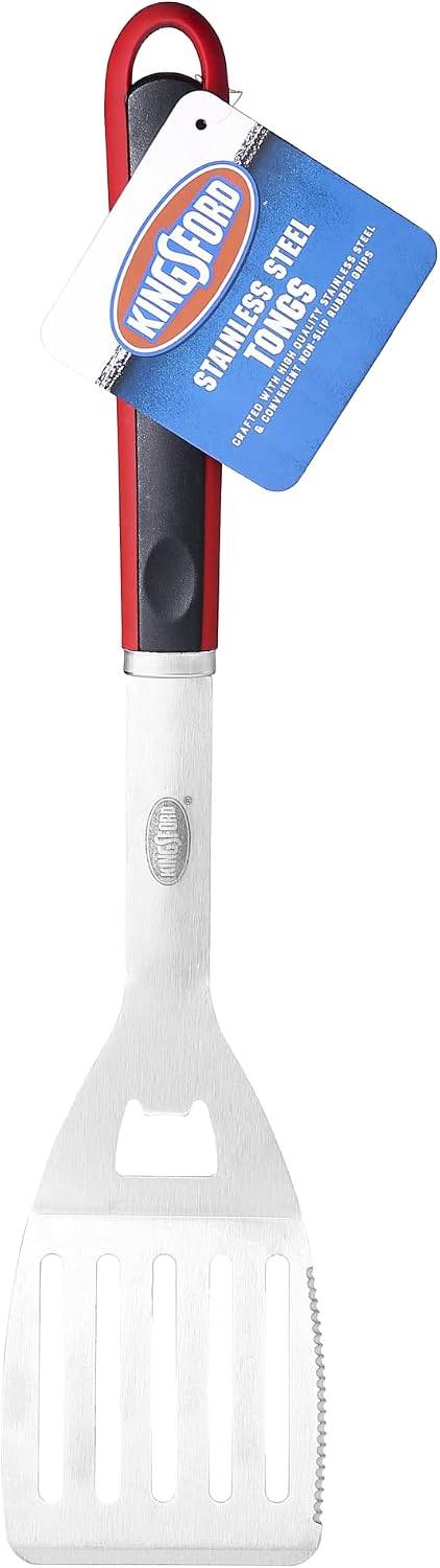 Espátula acero inox barbacoa mango rojo y negro