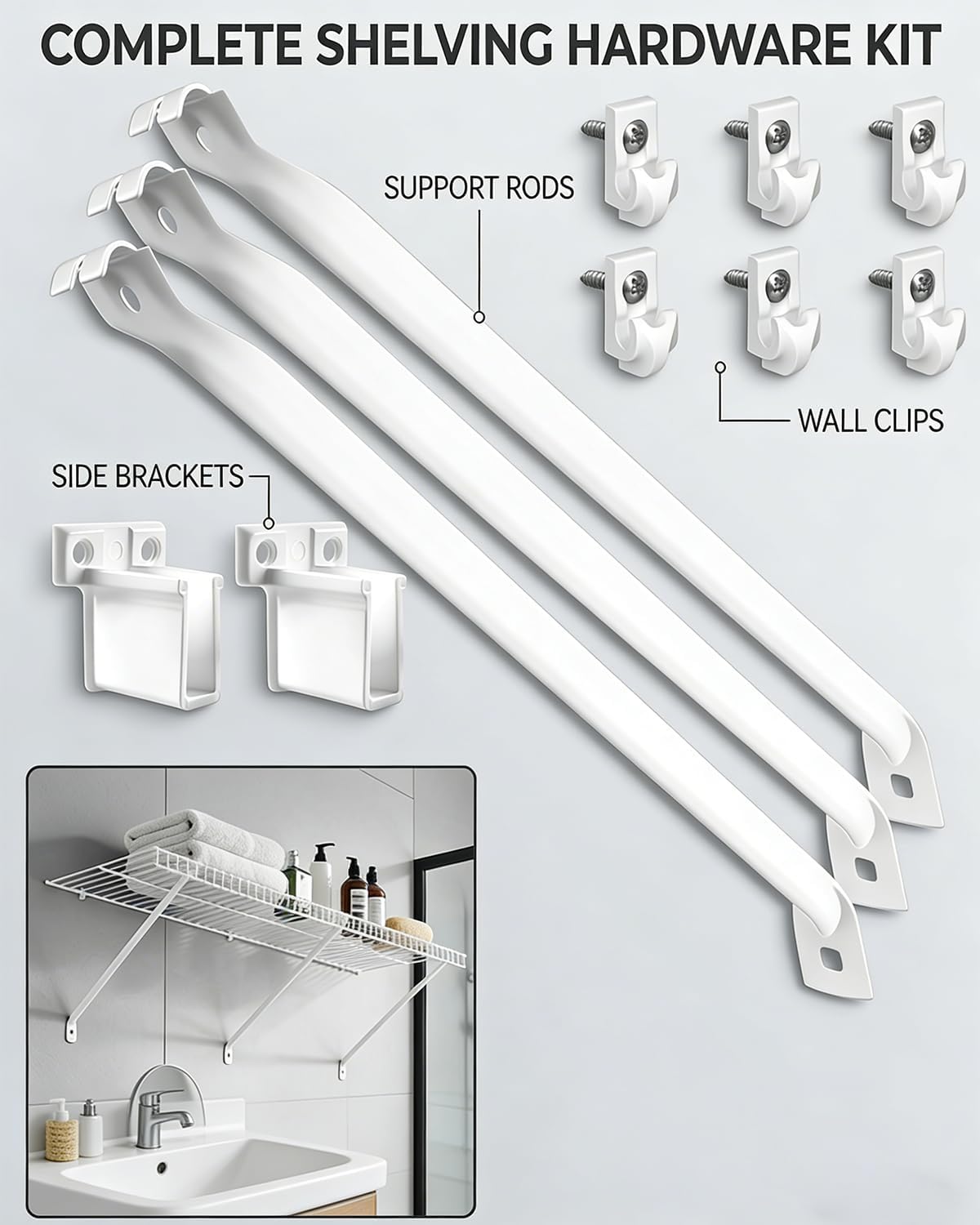 Pack 3 Soportes Estante Alambre Metal Resistente 12pulg