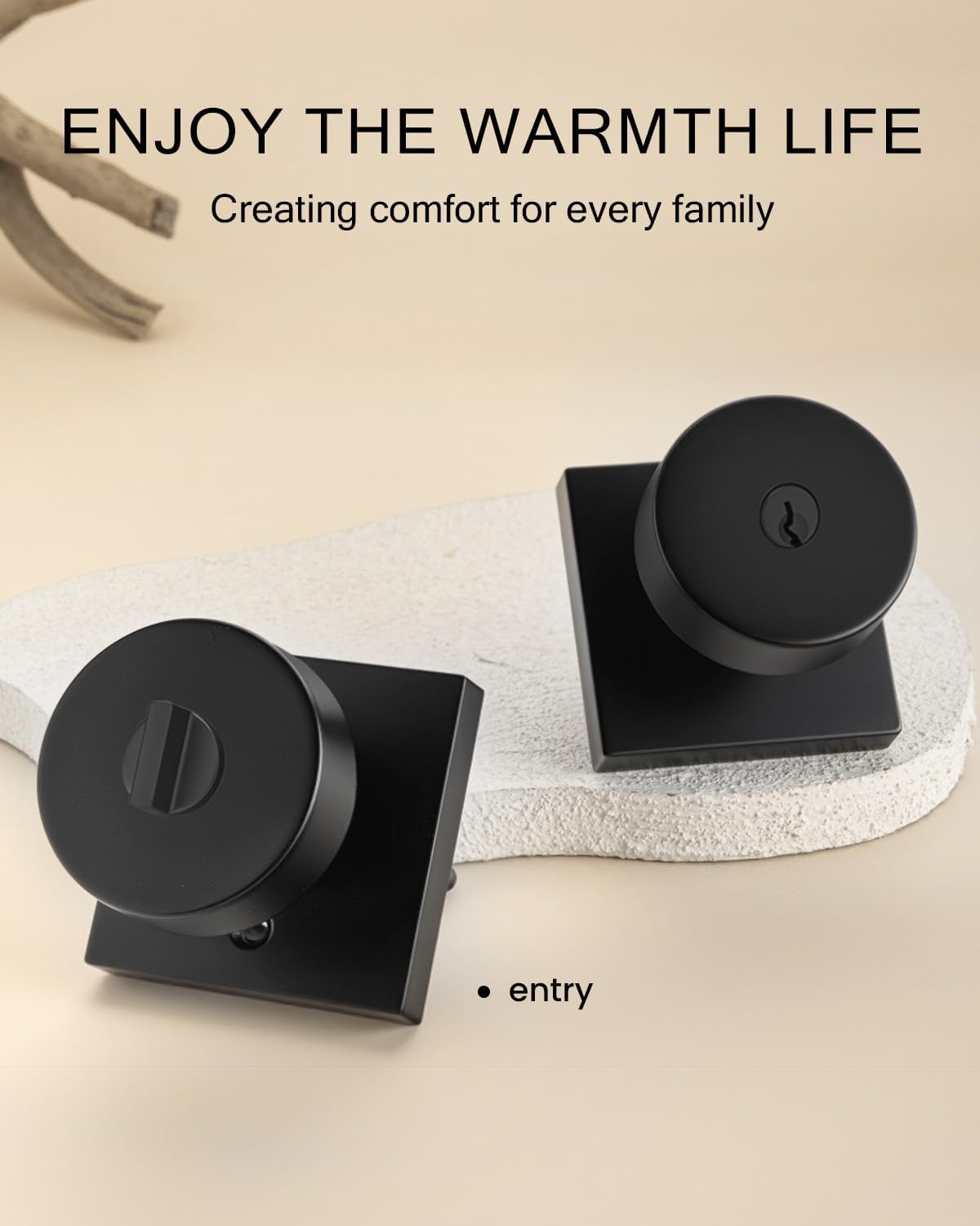 Pomo puerta con cerradura llave negro mate uso exterior e interior