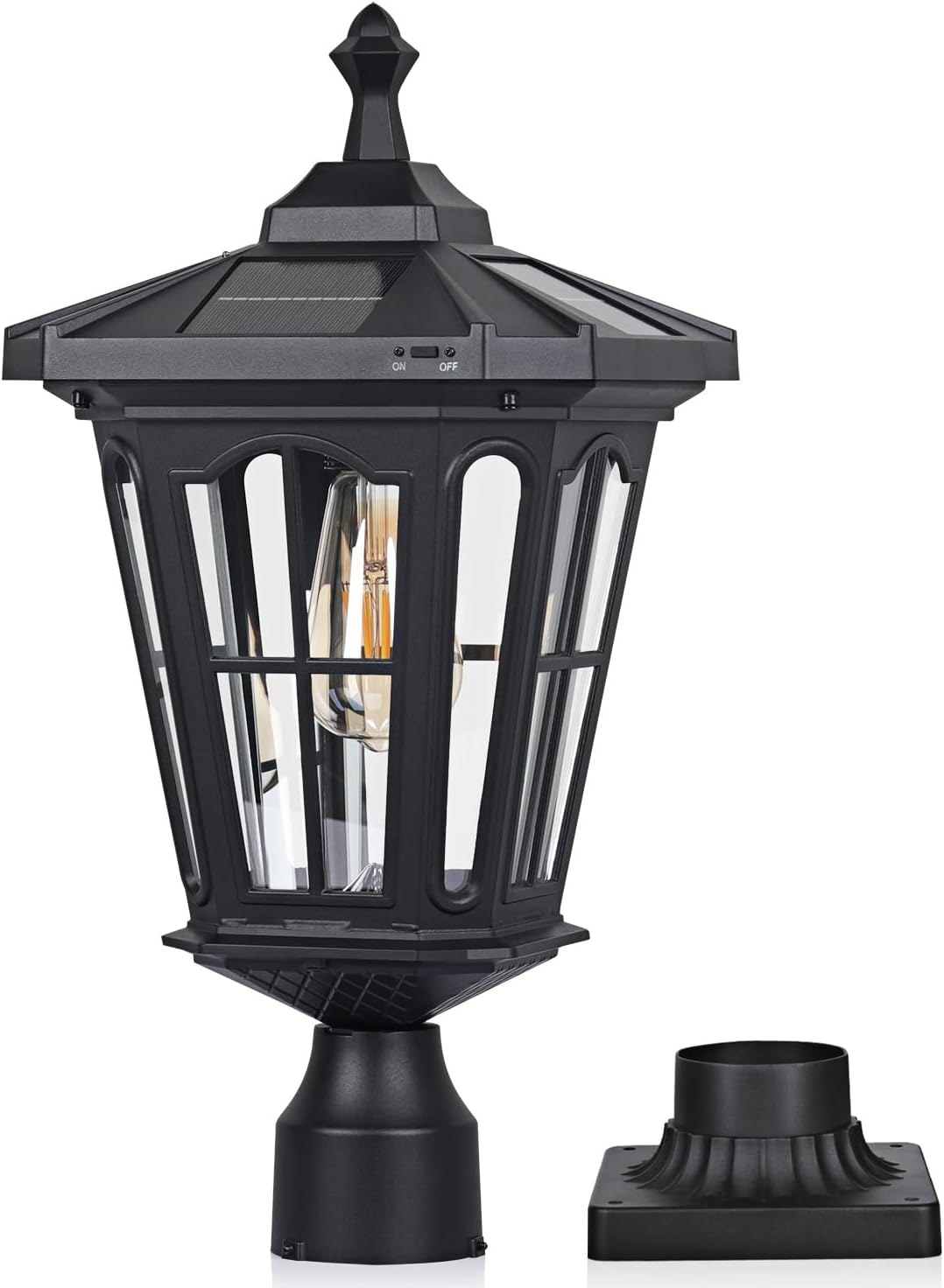 Luz solar LED aluminio poste exterior impermeable negro mate