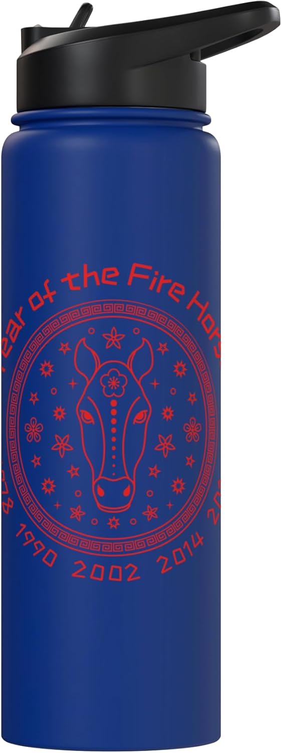 Botella de agua acero inoxidable diseño caballo de fuego año nuevo lunar 2026