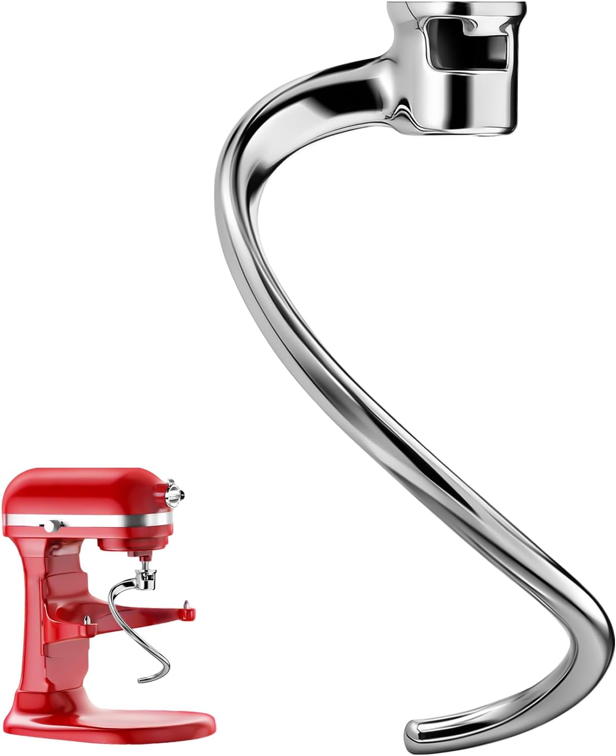 Gancho masa acero inox KitchenAid 5Plus 6qt soporte tazón