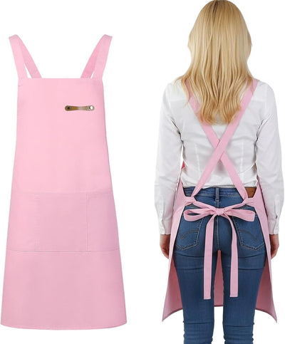 Delantal de cocina ajustable para mujer con bolsillos y espalda cruzada