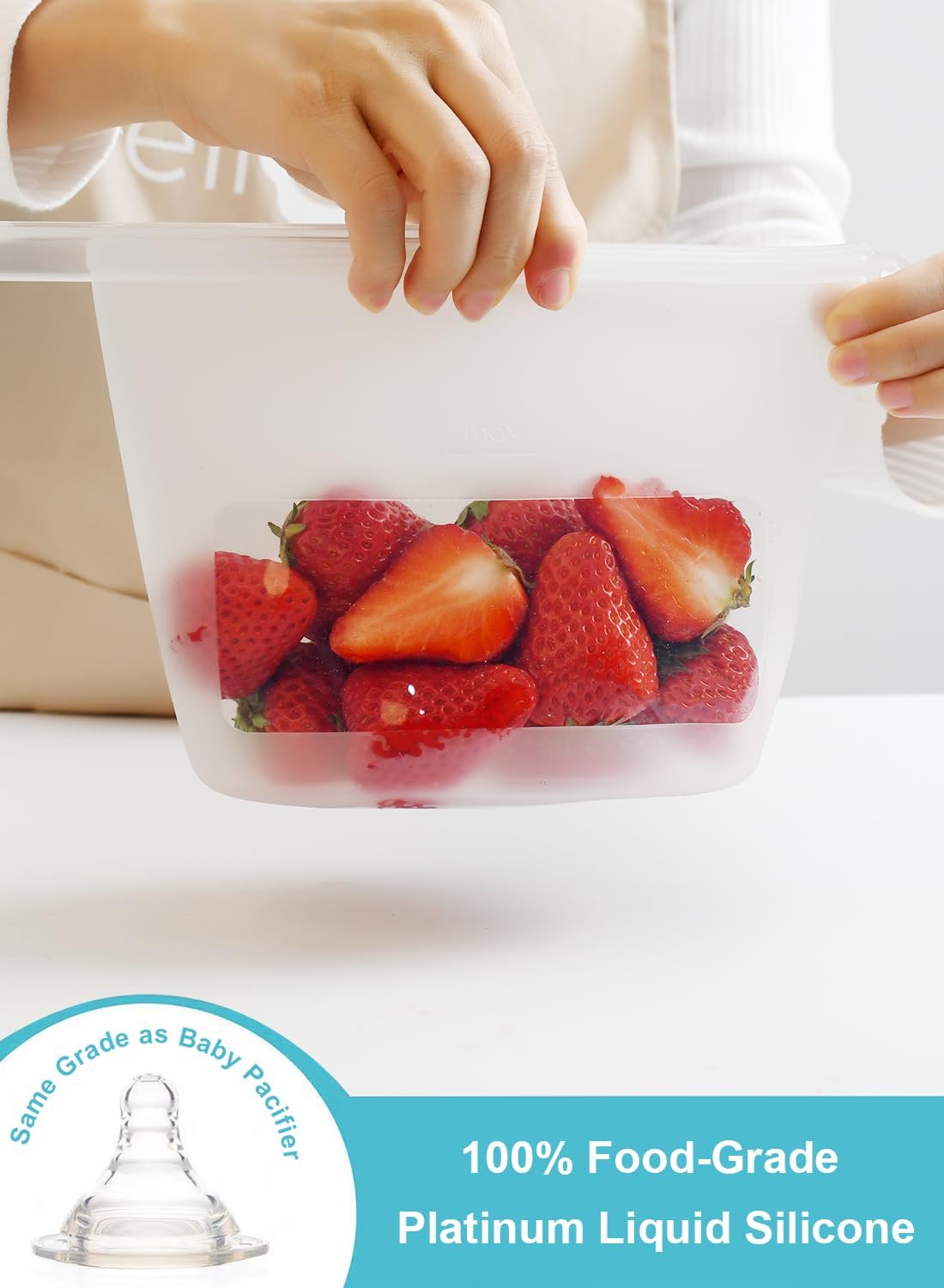 Bolsas de almacenamiento de silicona reutilizables sin BPA, a prueba de fugas para horno microondas con set de 4