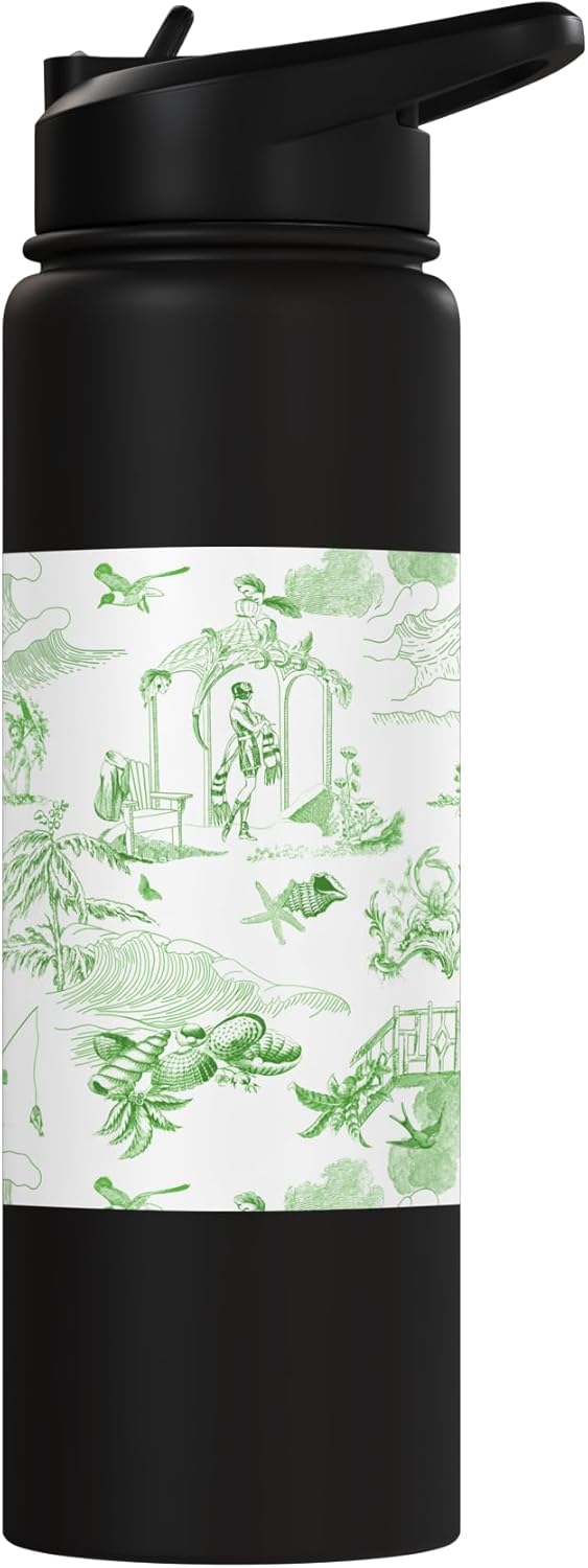 Botella de agua acero inoxidable sin BPA Kelly Green Toile