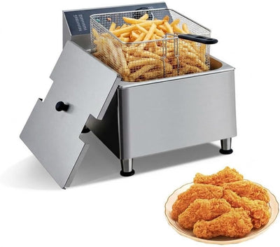 Freidora eléctrica acero inox 11L con canastas control temp 1700W