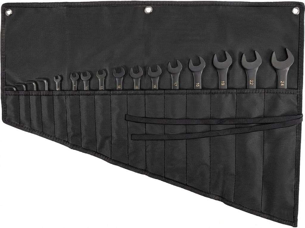 Bolsa enrollable llaves lona negra 16 ranuras con ojales