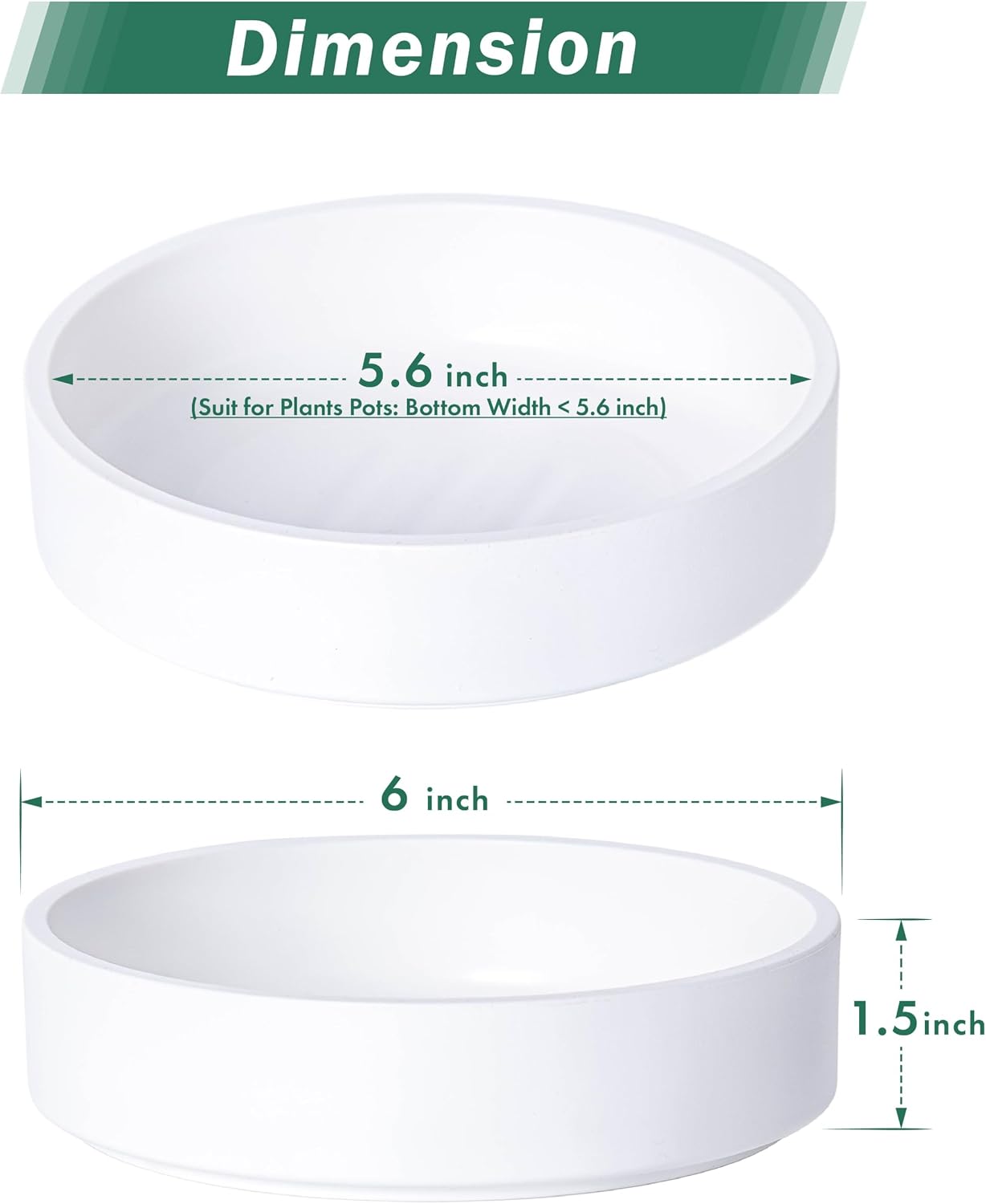 Platillo Plástico 6pulg Bandeja Drenaje Planta Resistente Blanco