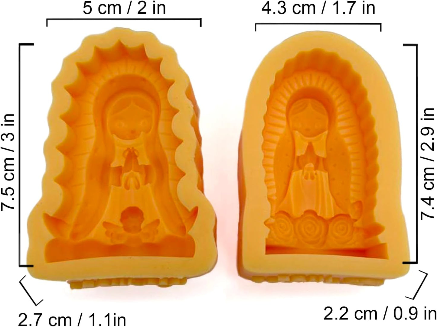 Molde para velas Virgen de Guadalupe estilo 2 piezas de silicona