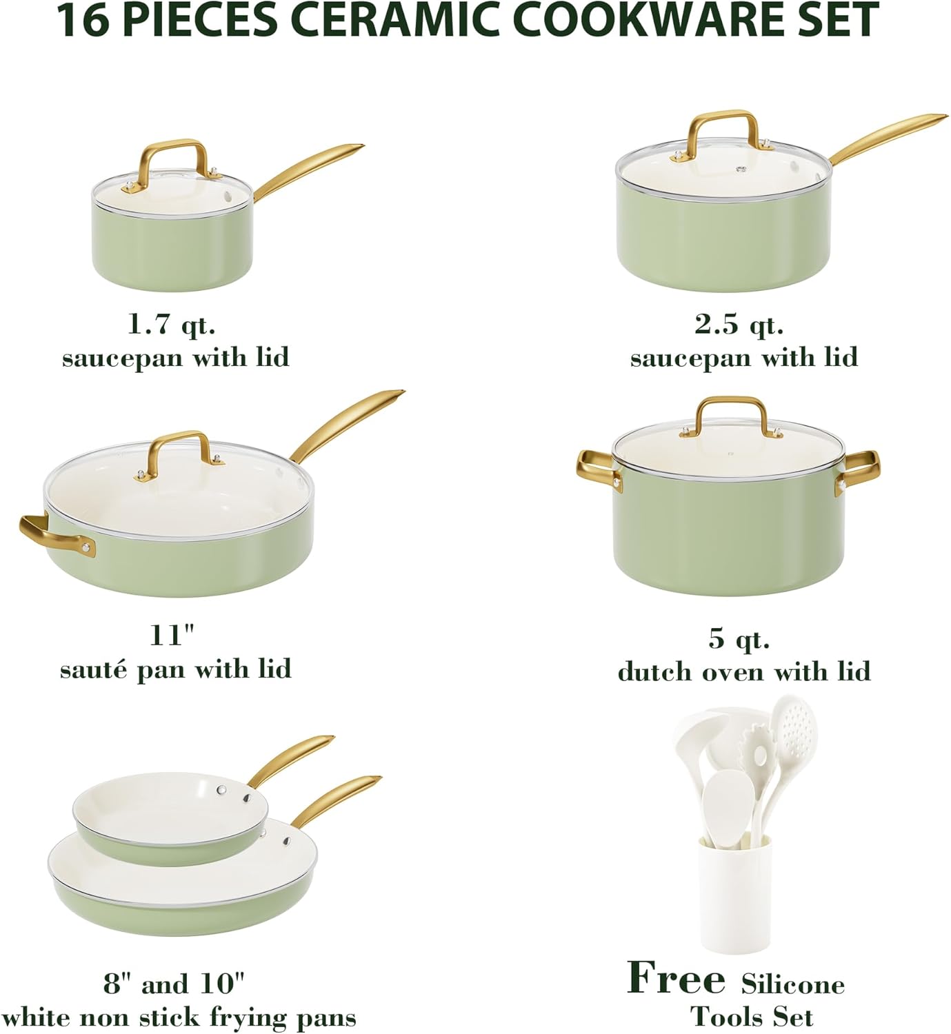 Set Ollas Acero Inox Cerámica para Cocina
