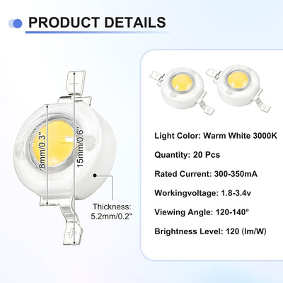 Lámpara LED COB 3000K 20 Pzas para Hogar y Proyectos