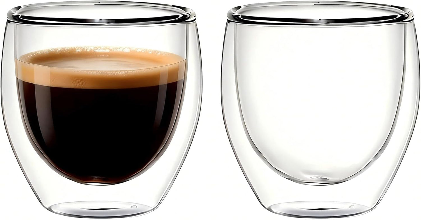 Juego de 2 vasos de café expreso de doble pared transparente