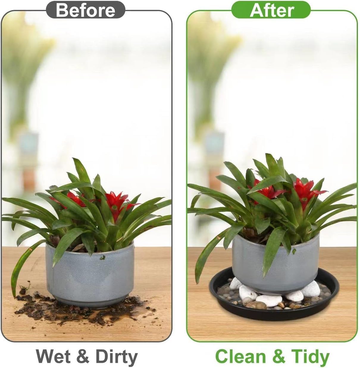 4 Pzas Bandejas Plástico Goteo 12pulg para Plantas Negro
