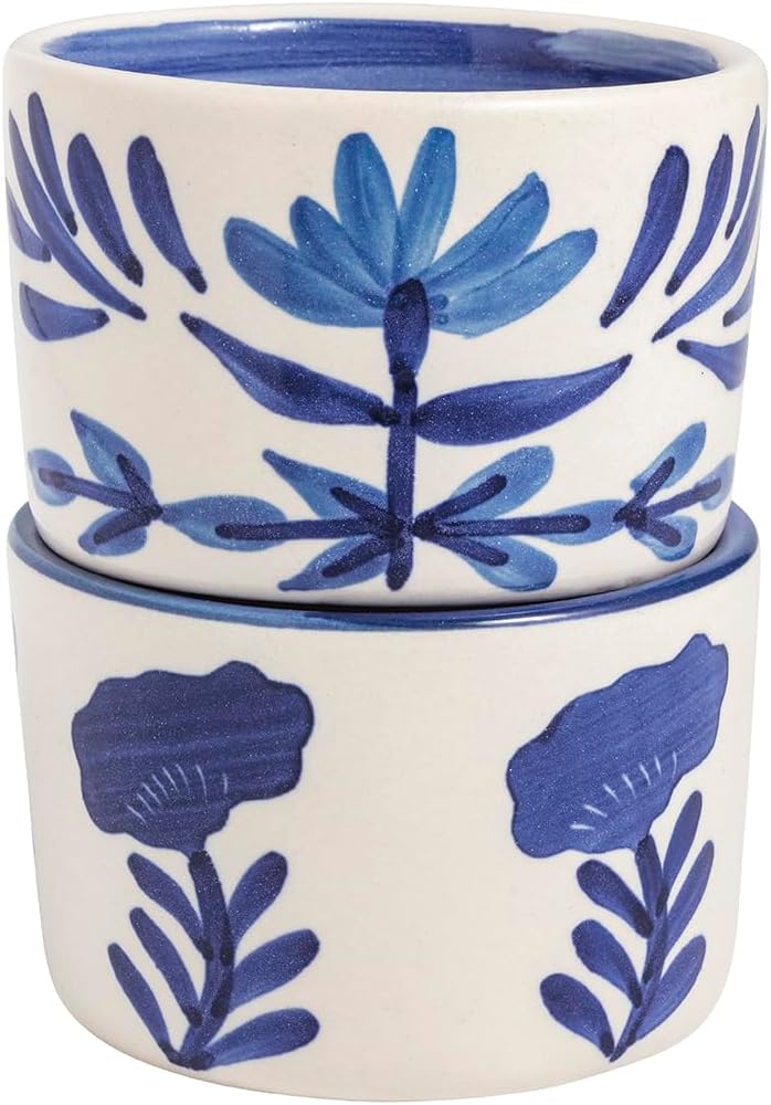Juego de cuencos Tidbit de flores azules de gres Mud Pie