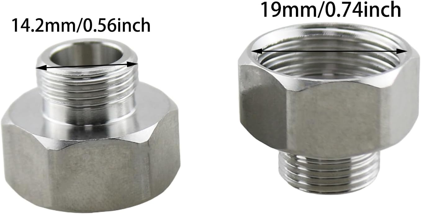 Adaptador agua acero inox 1/2 a 3/8 con juntas