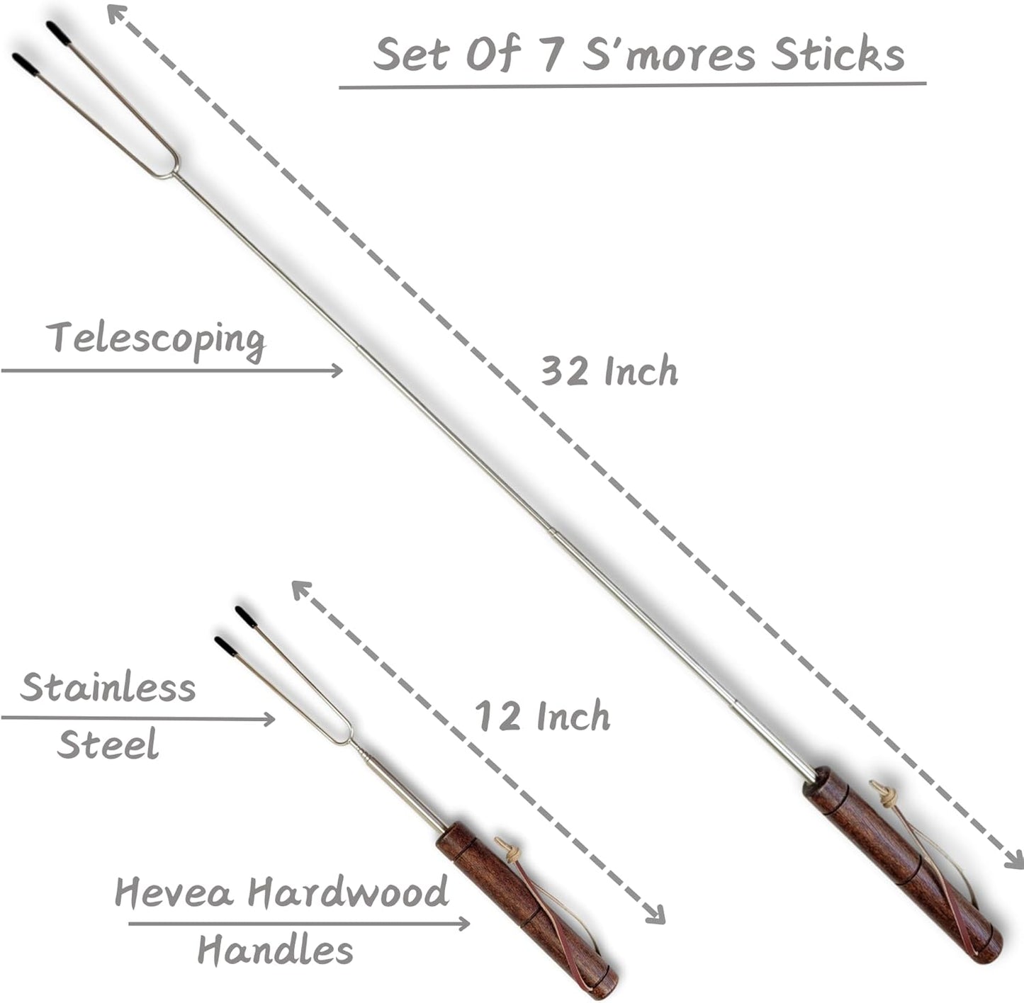 Juego 7 Palitos Smores para Asar Malvavisco Fogata