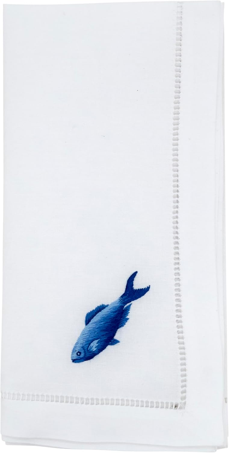 Set 6 Servilletas Algodón Bordadas Motivo Costa 20x20pulg