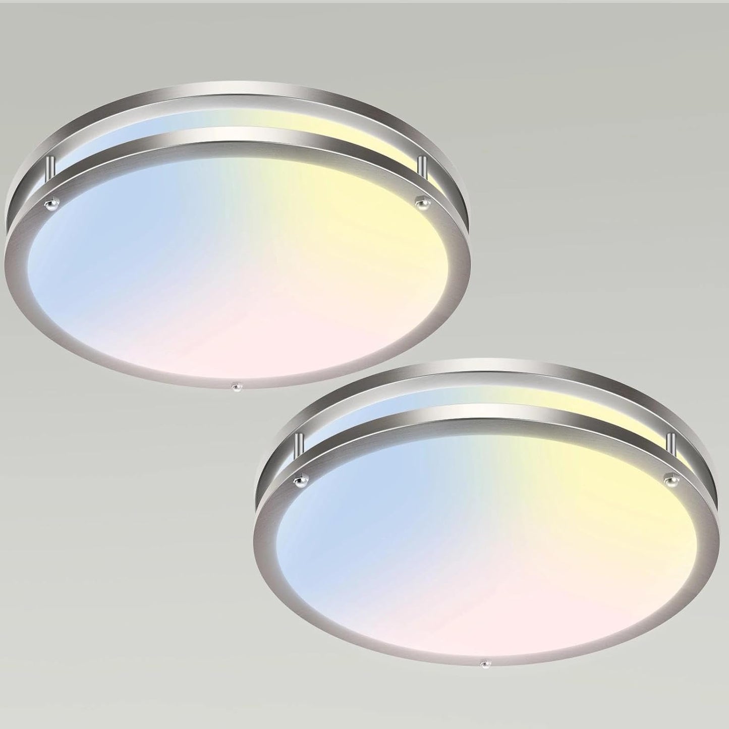Luces techo LED 16pulg níquel cepillado set 2