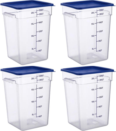 Set 4 Contenedores Almacenamiento 22qt Plástico con Escala