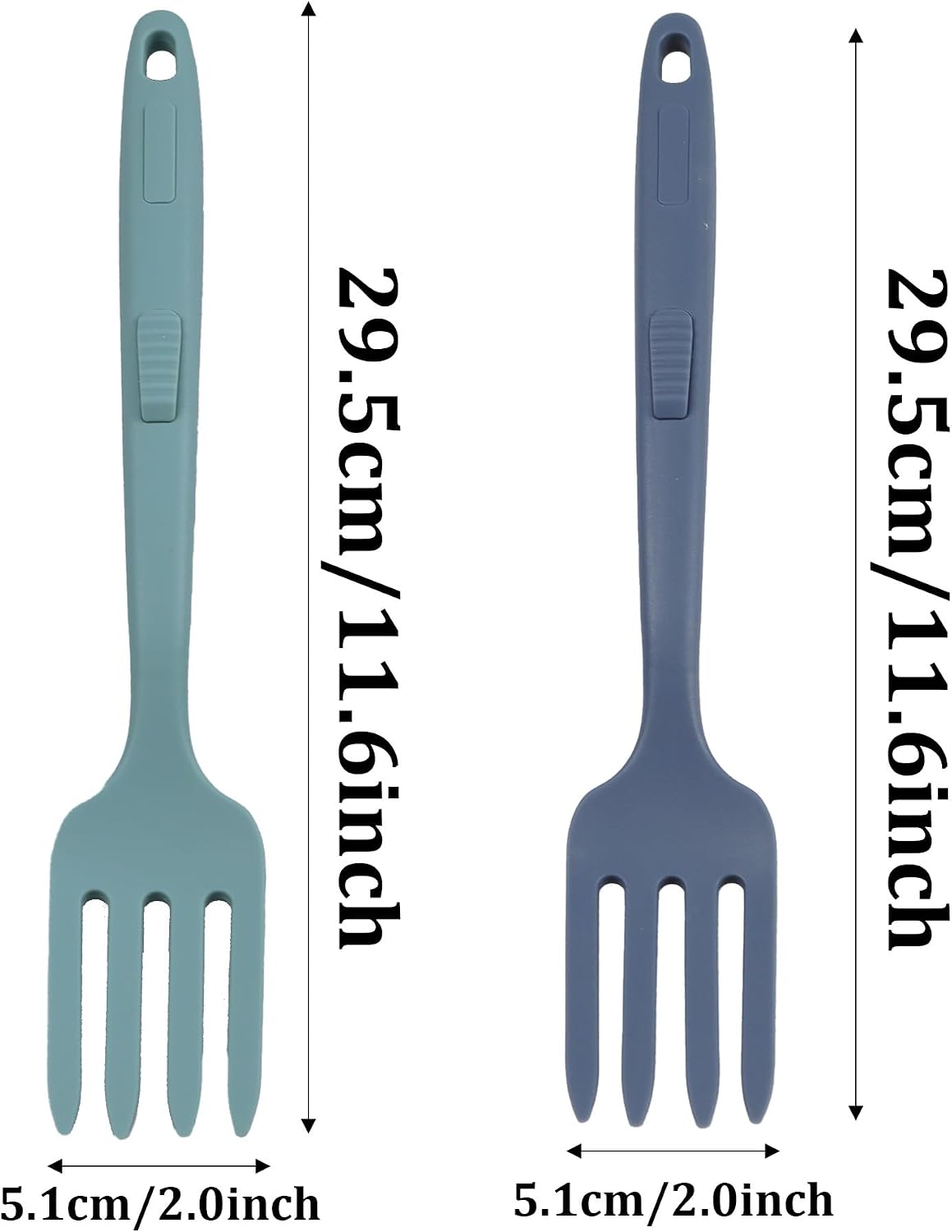 2 Tenedores Silicona 11.6pulg Antiadherente Cocina Azul
