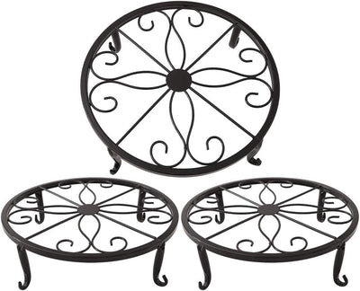 Set 3 soportes metal para plantas maceta negro