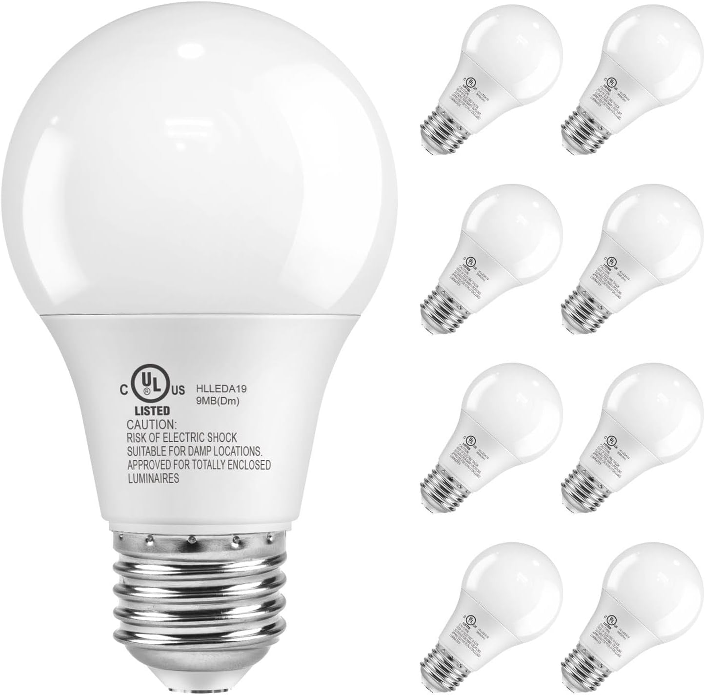 Pack 8 Bombillas LED A19 9W 3000K Base E26