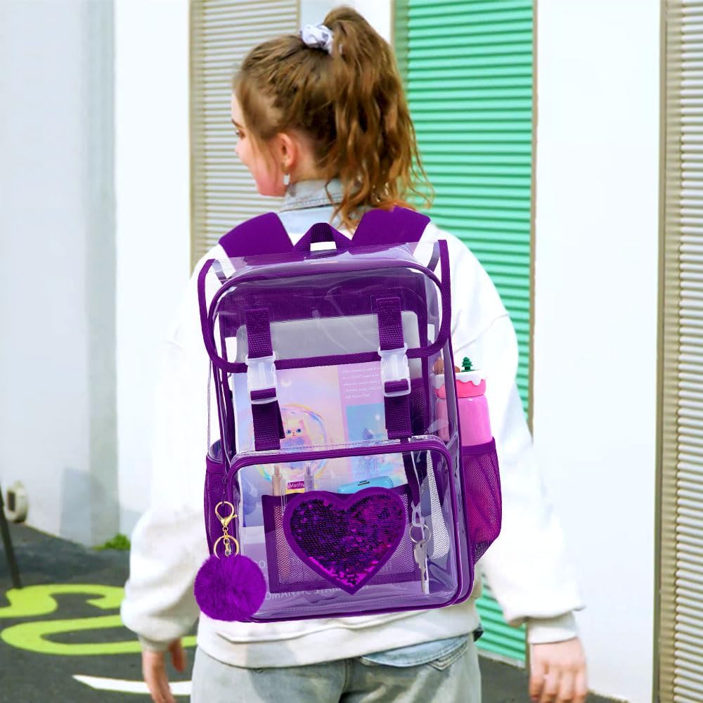Bolso transparente sequín para niña 3 Pzas aprobado estadio