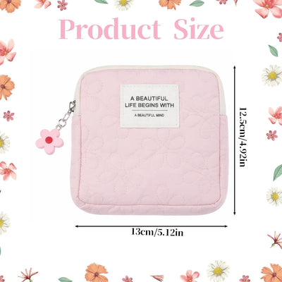 Bolso rosa estampado floral con cremallera para cosméticos niñas