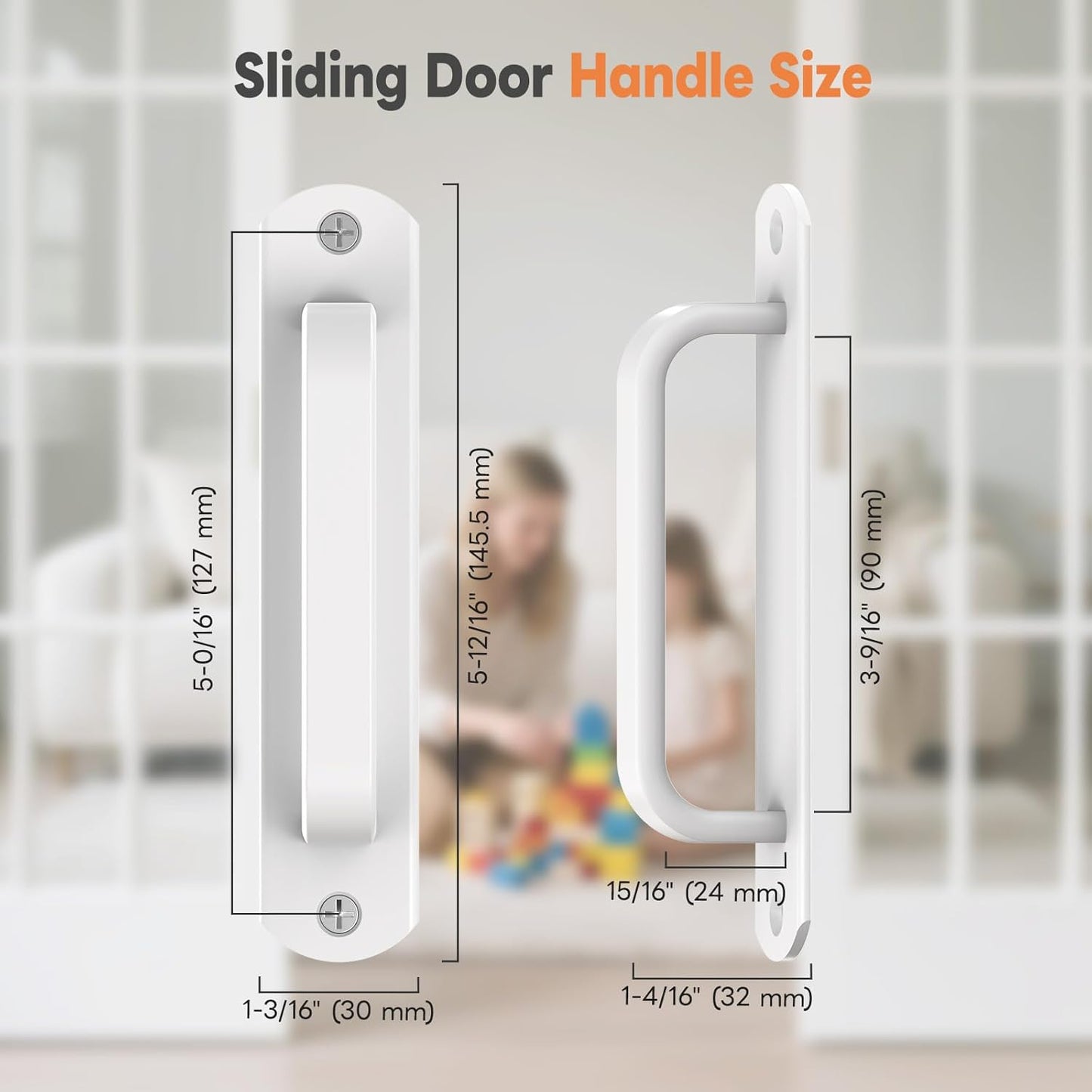 Manija puerta corrediza granero 5.7pulg aluminio agarre seguro