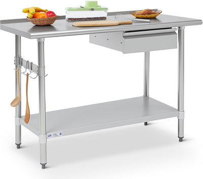 Mesa preparación acero inox 24x48pulg NSF cajón bandeja extraible