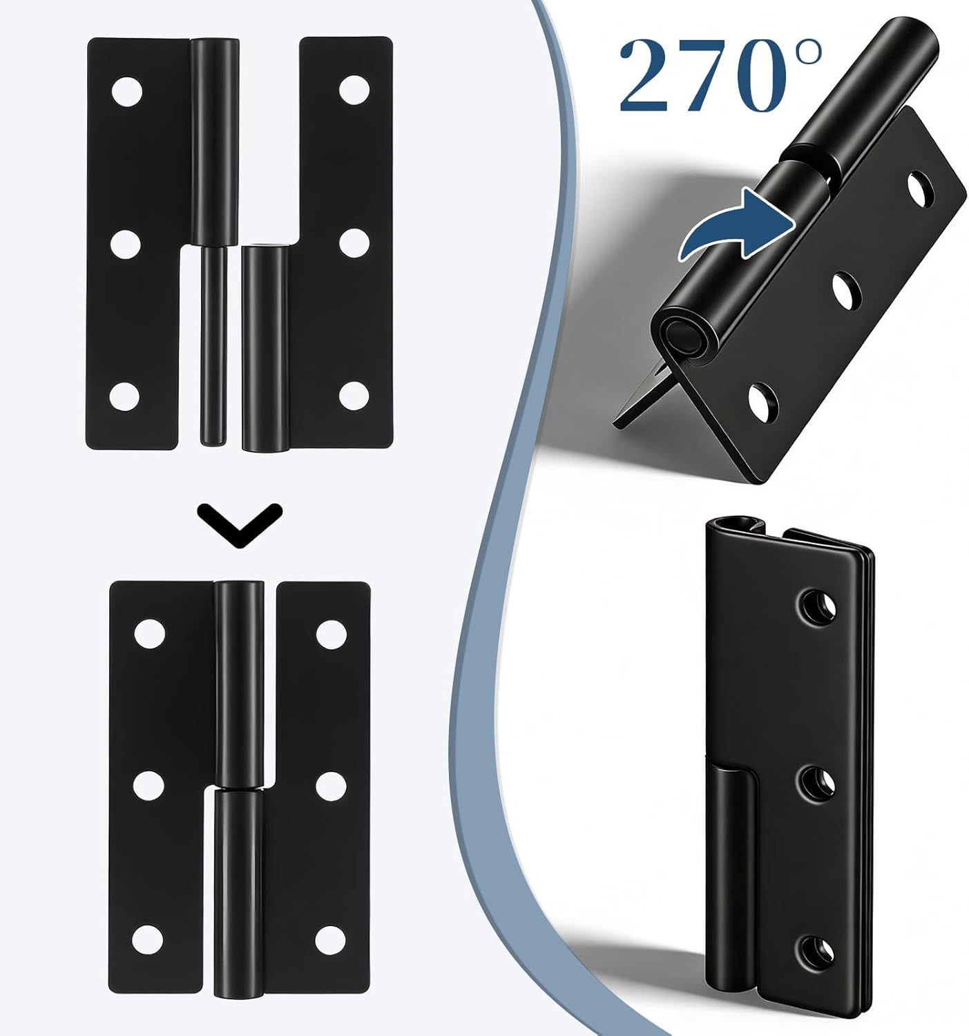 2 Pzas Bisagras para Puerta de Armario Negro 2.4pulg