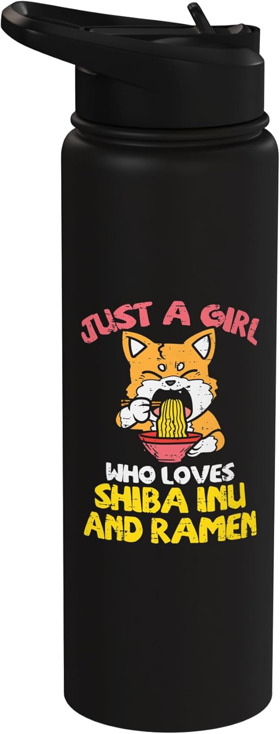 Botella de agua aislada de acero inoxidable con diseño de perro Shiba Inu