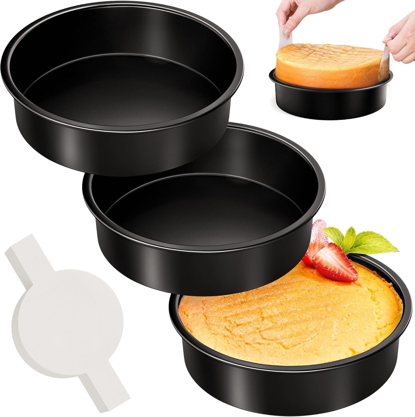Juego de 3 moldes redondos para pastel de 6 pulgadas antiadherentes