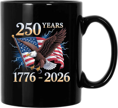 Taza de cerámica con diseño de doble cara 250 aniversario EE.UU. 1776-2026