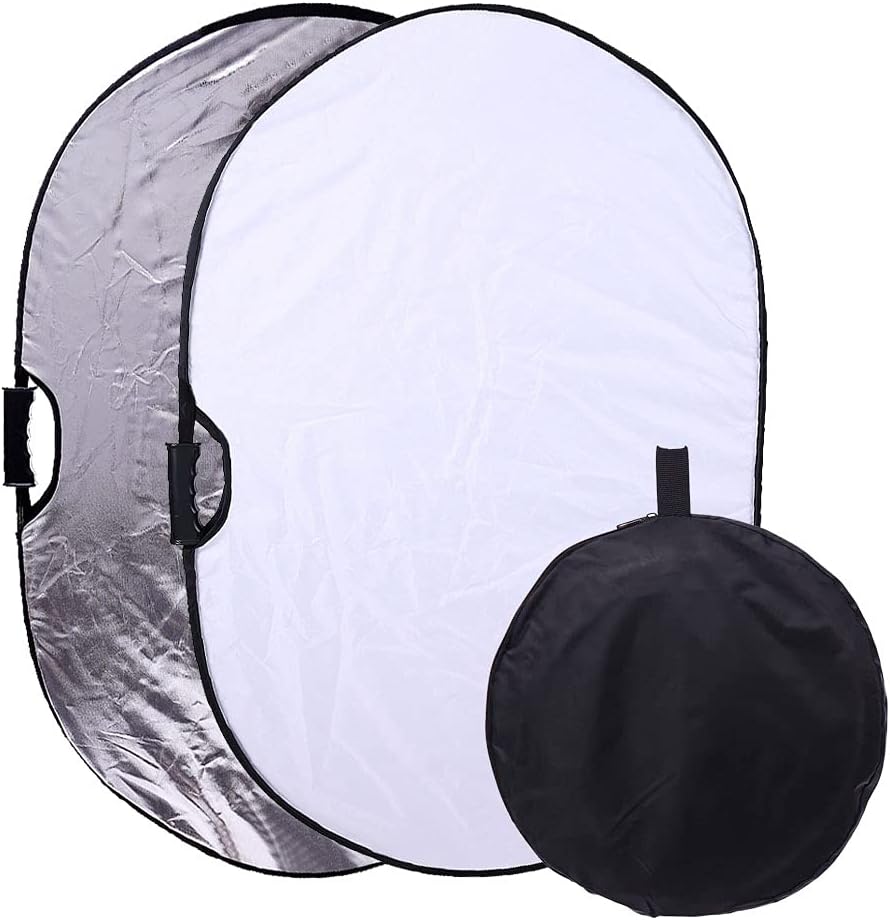 Reflector ovalado 2en1 23x35pulg color plateado y blanco