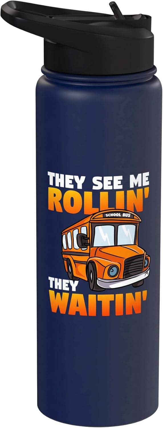 Botella de agua aislada de acero inoxidable Funny School Bus Driver