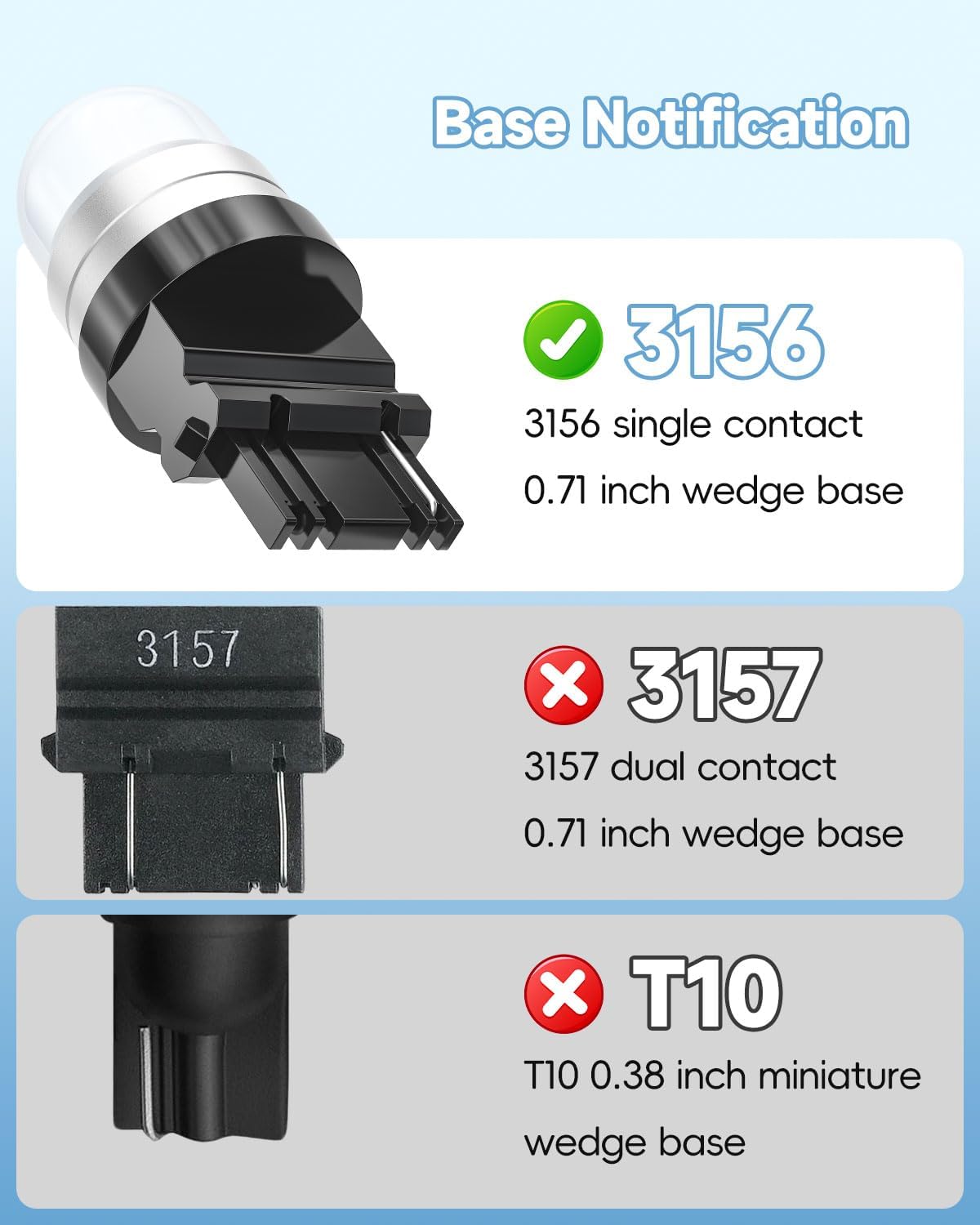 6 Bombillas LED 3156 S8 12-24 V 2 W Blanco Cálido