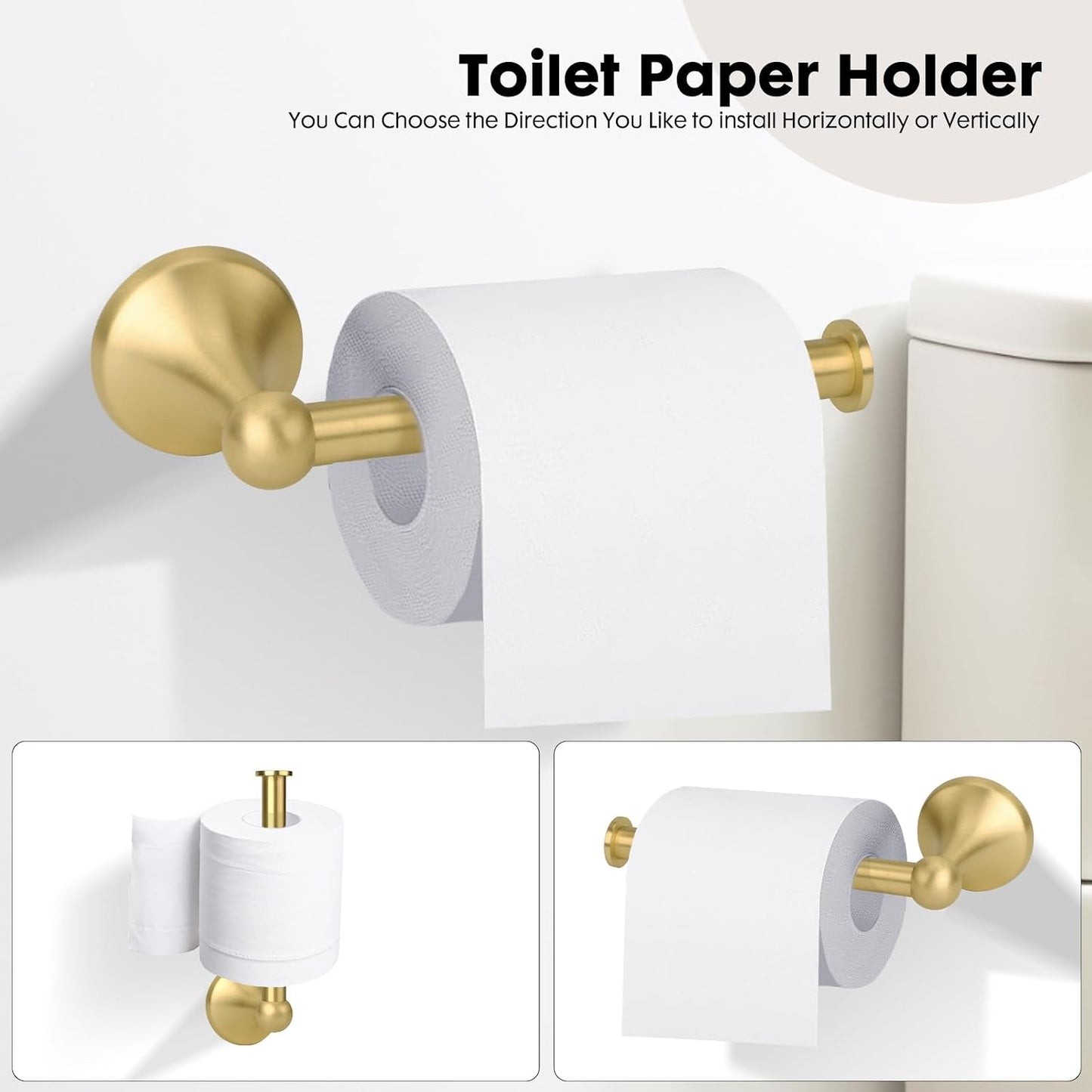 Juego 4 accesorios baño oro cepillado 24pulg