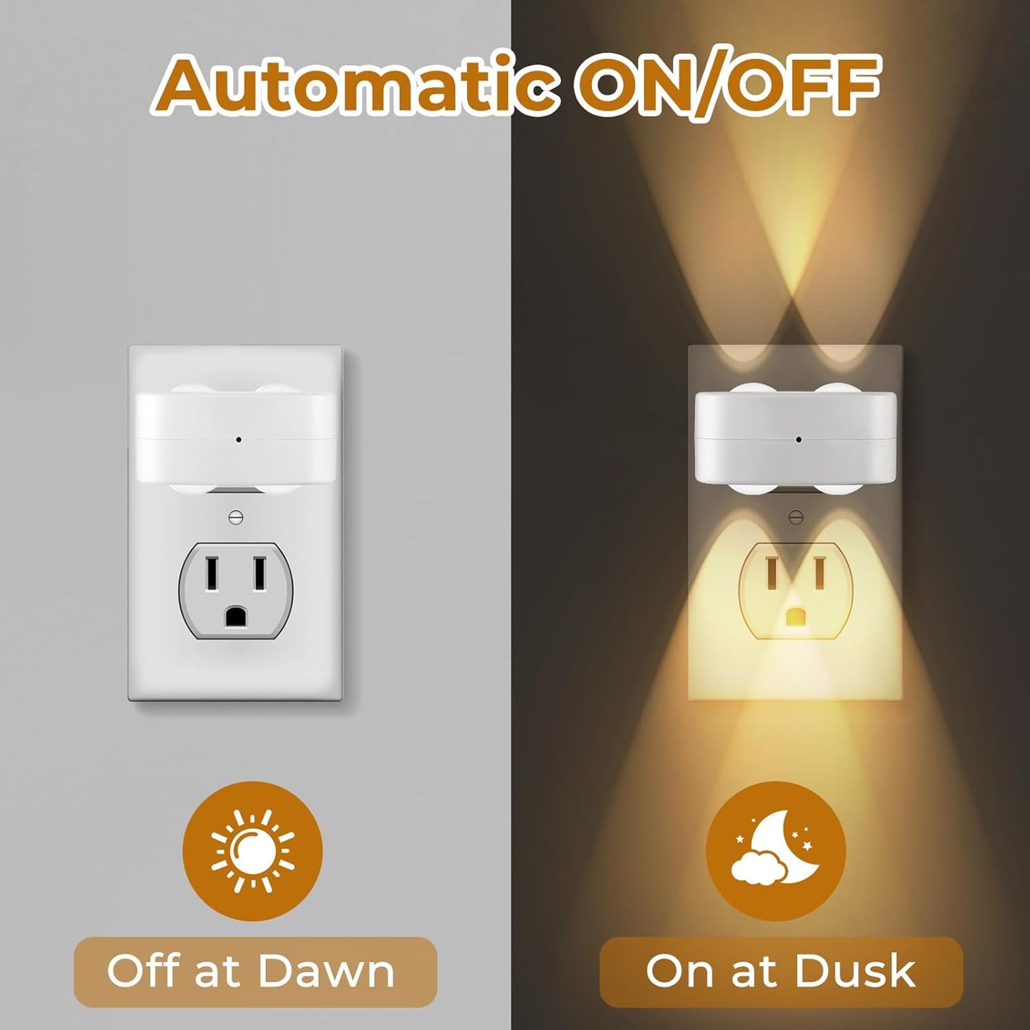 4 Luces LED Nocturnas Enchufables Sensor Luz 3000K