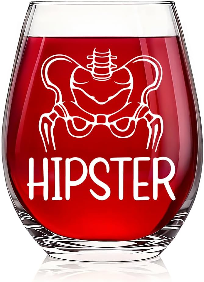 Copa de vino sin tallo hipster divertida para regalar